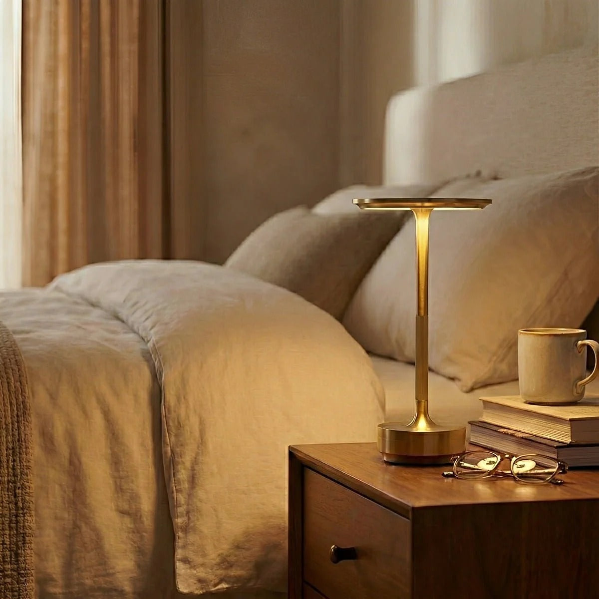 LED Table Lamp Aluminum & Acrylic Dimmable · USB-C Rechargeable
