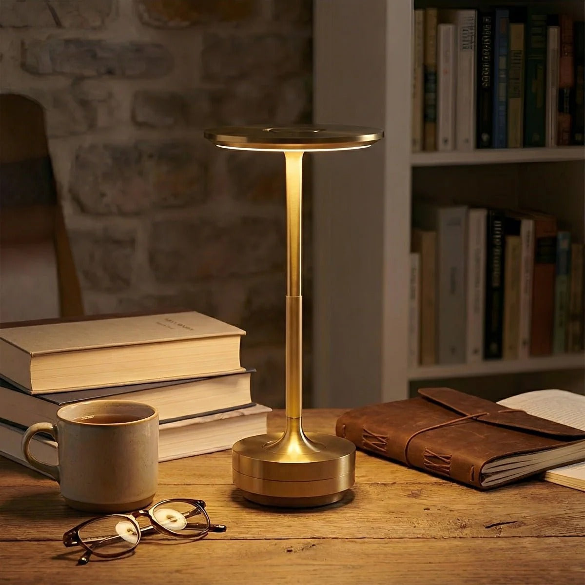 LED Table Lamp Aluminum & Acrylic Dimmable · USB-C Rechargeable