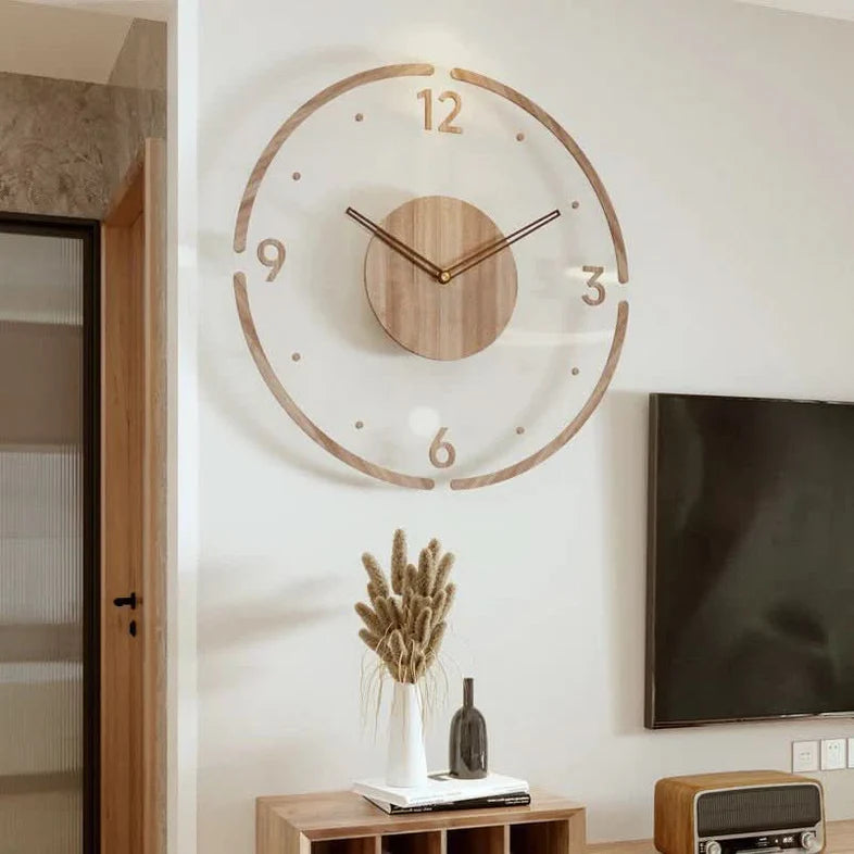 Scandinavian Minimalist Round Wood Wall Clock with Silent Movement