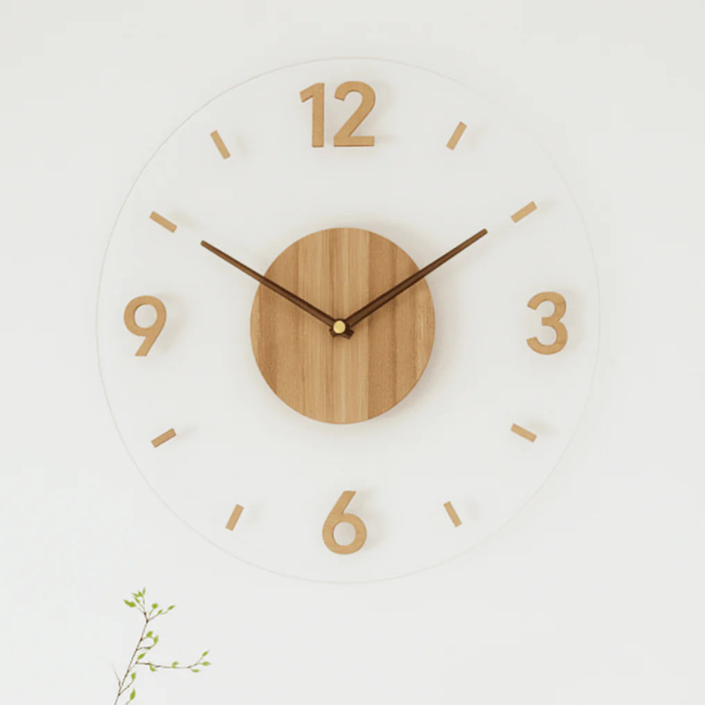 Scandinavian Minimalist Round Wood Wall Clock with Silent Movement
