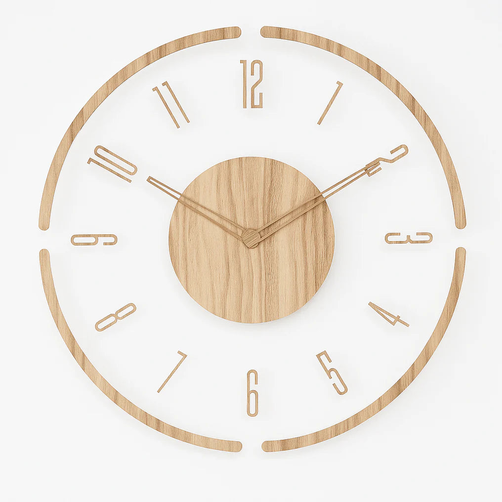 Scandinavian Minimalist Round Wood Wall Clock with Silent Movement