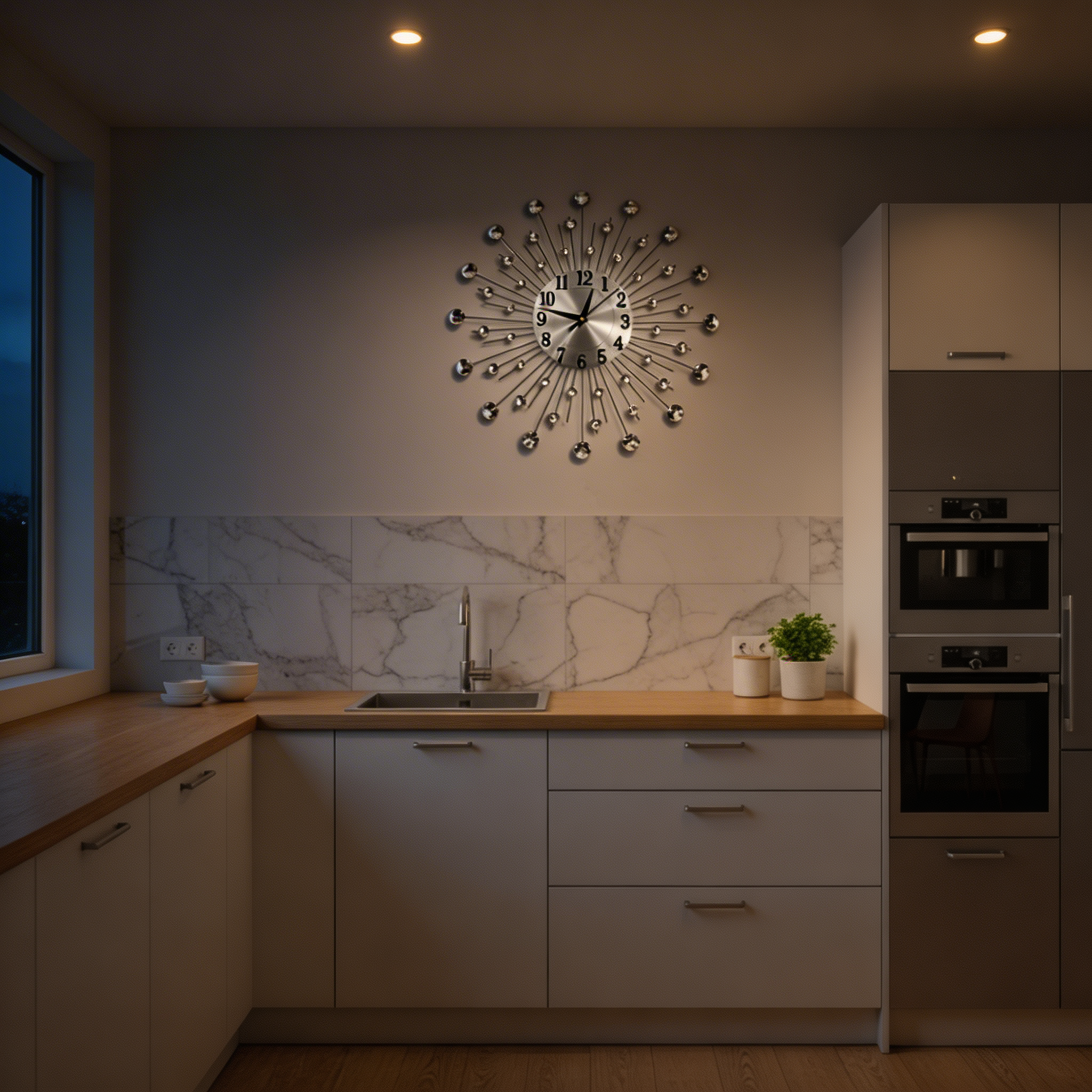 Modern Wall Clock with Crystal Accents – Silver Design