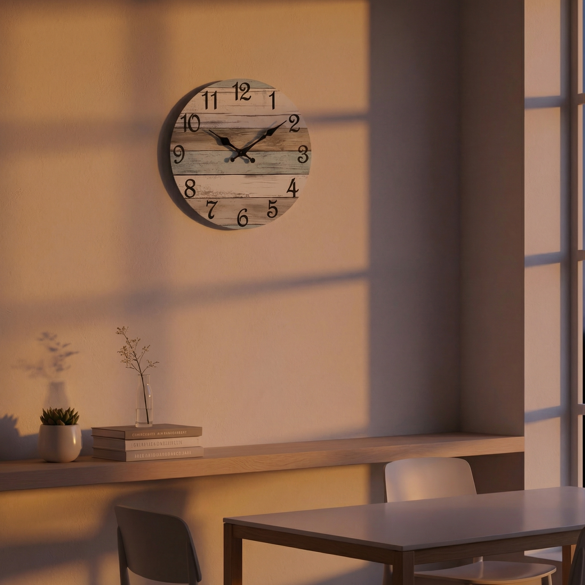 Silent Blue Round Wall Clock – Nautical Design