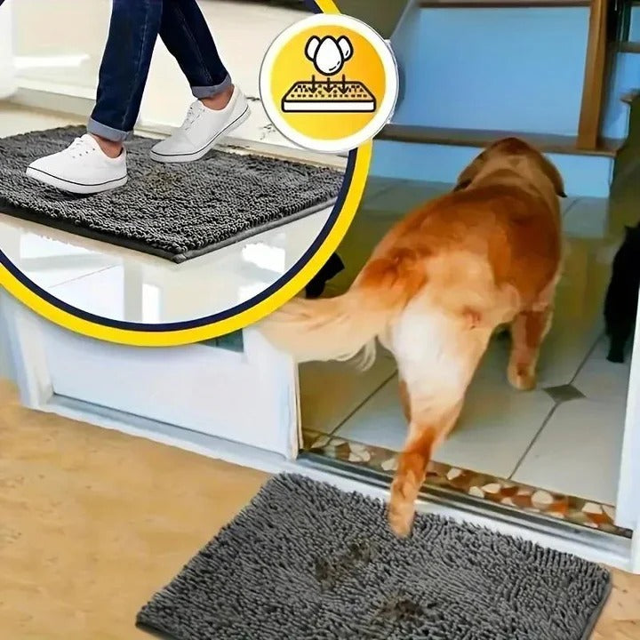 Non-Slip Chenille Dog Door Mat, Fast-Drying & Washable