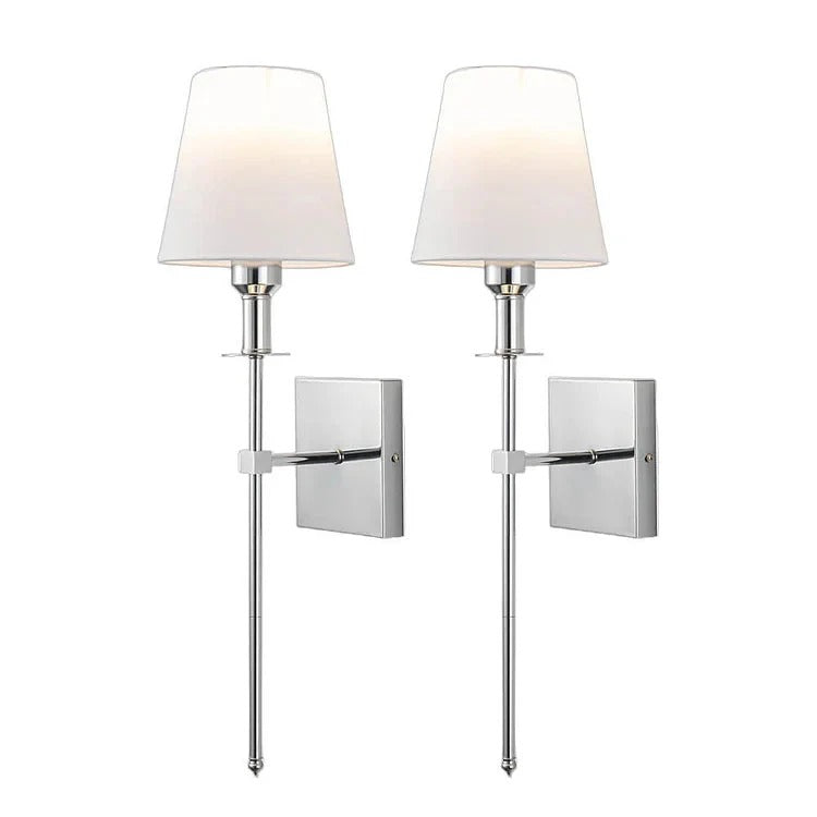 Wired Wall Lamp Set (2-Piece), Iron & Fabric Shade