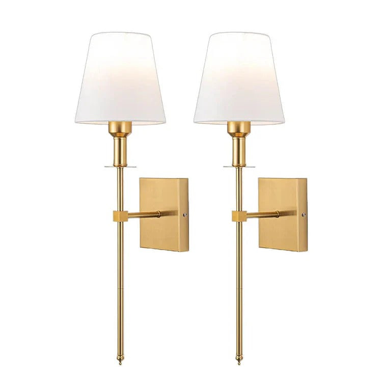Wired Wall Lamp Set (2-Piece), Iron & Fabric Shade