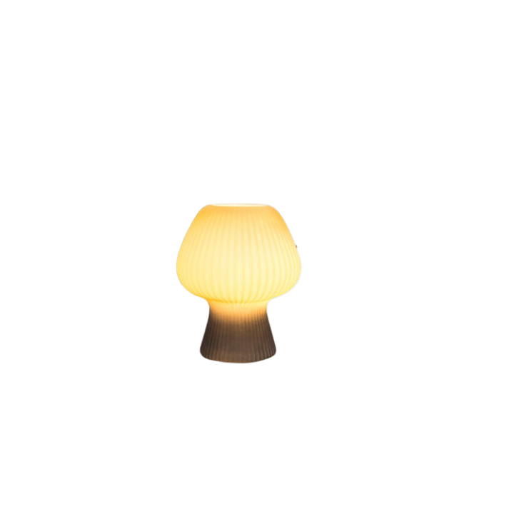 Glazen Paddenstoellamp Met Vintage Ribstructuur Voor Warme Rustige Sfeerverlichting